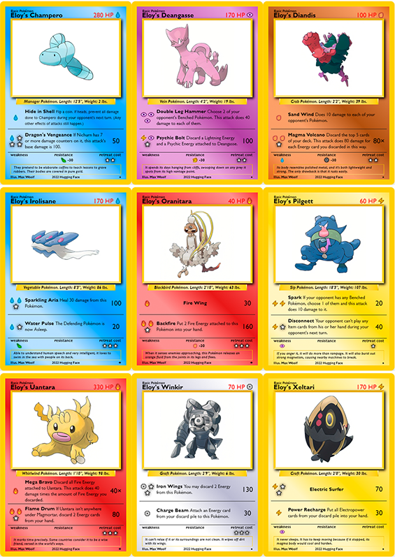 AI-generated Pokemon trading cards