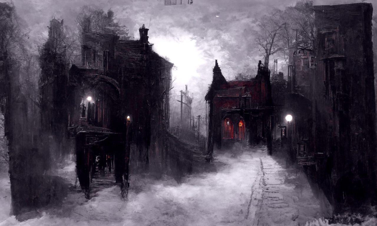 The city at night. A Gothic horror tale written, illustrated, and narrated by AI (part I).