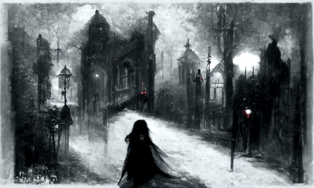 The city at night. A Gothic horror tale written, illustrated, and narrated by AI (part II).